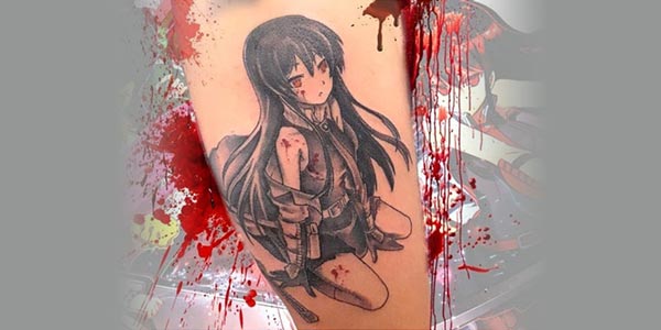Anime tattoo on forearm